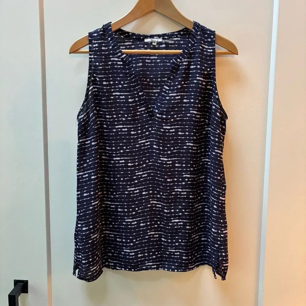Milano Purple and white pattern Sleeveless V-Neck Blouse – Size M